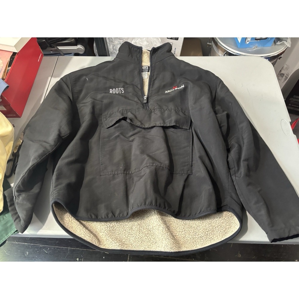 ROOTS ATHLETIC CANADA MOLSON Collared Nylon Pullover Mens XL  Front Pocket